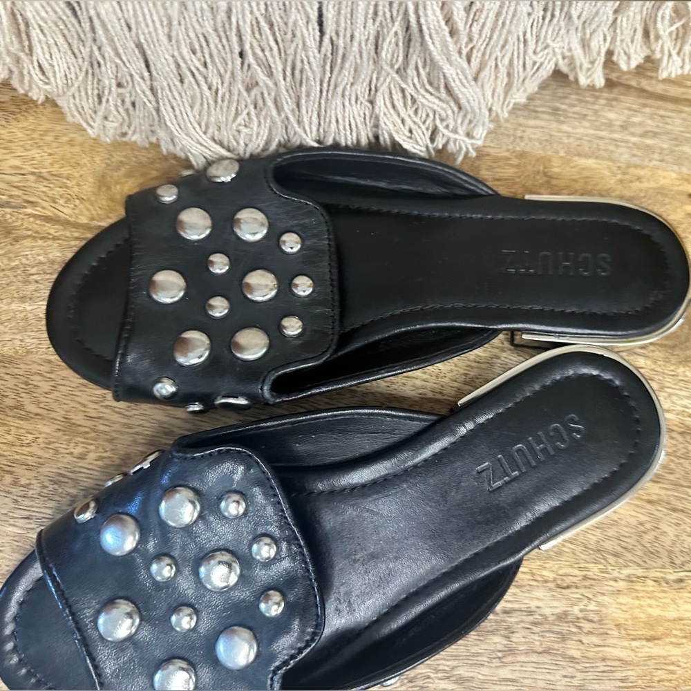 SCHUTZ Black and Silver Sandals